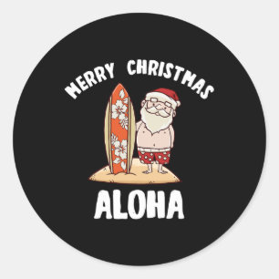Weihnachten im Juli Santa Aloha Hawaii Strand Sand Runder Aufkleber