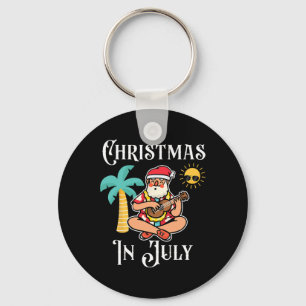 Weihnachten im Juli Santa am Strand Unabhängigkeit Schlüsselanhänger