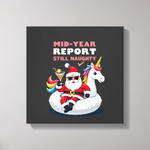 Weihnachten im Juli Santa auf Einhorn Pool Float S Leinwanddruck