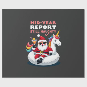 Weihnachten im Juli Santa auf Einhorn-Pool-Schwimm Geschenkpapier