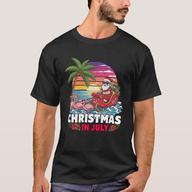 Weihnachten im Juli Santa Beach Ausflug Tropischer T-Shirt (Vorderseite)
