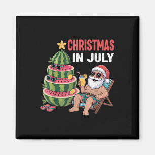Weihnachten im Juli Santa Beach Wassermelone Kinde Magnet