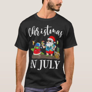 Weihnachten im Juli Santa Claus Beach Surfen Somme T-Shirt