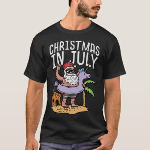 Weihnachten im Juli Santa Einhorn Schwimmer Lustig T-Shirt