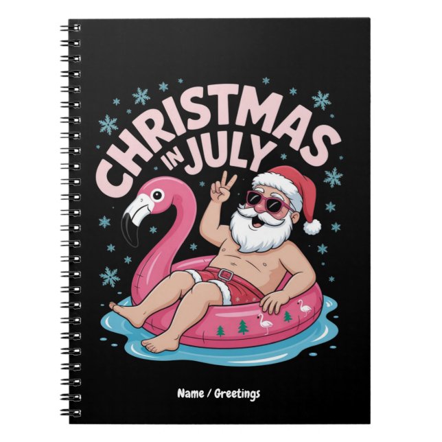 Weihnachten im Juli Santa Flamingo Funny Summer Xm Notizblock (Vorderseite)