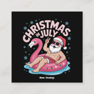 Weihnachten im Juli Santa Flamingo Funny Summer Xm Quadratische Visitenkarte