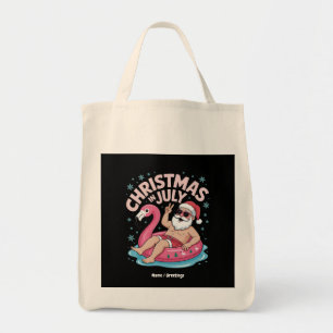 Weihnachten im Juli Santa Flamingo Funny Summer Xm Tragetasche