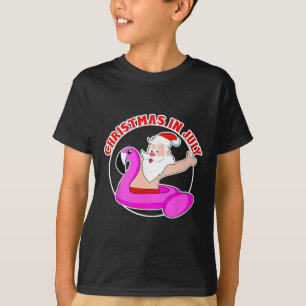 Weihnachten im Juli Santa Flamingo Pool Schwimmkör T-Shirt