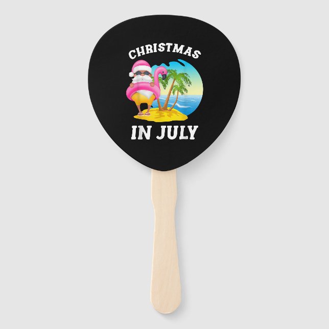 Weihnachten im Juli Santa Flamingo Pool Sommer Fächer (Vorderseite)