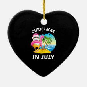 Weihnachten im Juli Santa Flamingo Pool Sommer Keramik Ornament