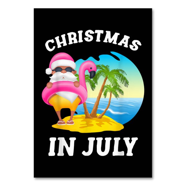 Weihnachten im Juli Santa Flamingo Pool Sommer Tischnummer (Vorderseite)