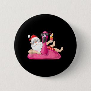 Weihnachten im Juli Santa Hawaii Flamingo Sommer V Button
