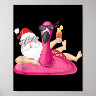 Weihnachten im Juli Santa Hawaii Flamingo Sommer V Poster