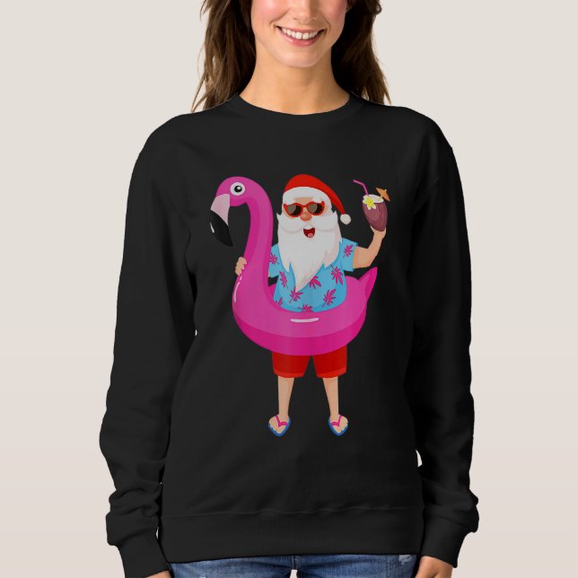 Weihnachten im Juli Santa Hawaii Sonnenbrille Flam Sweatshirt (Vorderseite)