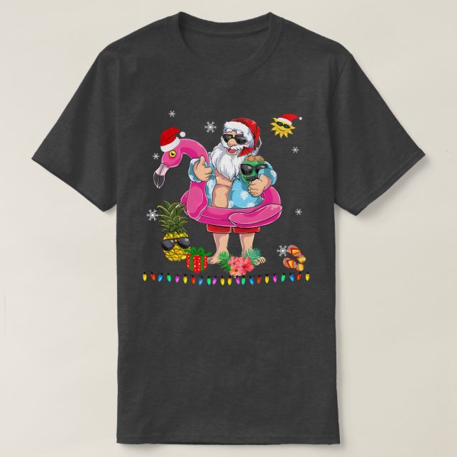 Weihnachten im Juli Santa hawaii Sonnenbrille Flam T-Shirt (Design vorne)