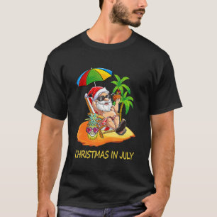 Weihnachten im Juli Santa Hawaii Sonnenbrille Flam T-Shirt