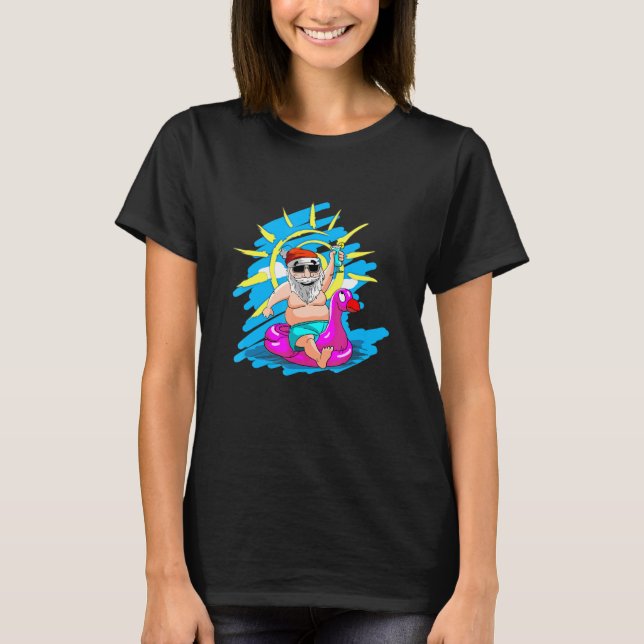 Weihnachten im Juli Santa Hawaii Sonnenbrille Flam T-Shirt (Vorderseite)