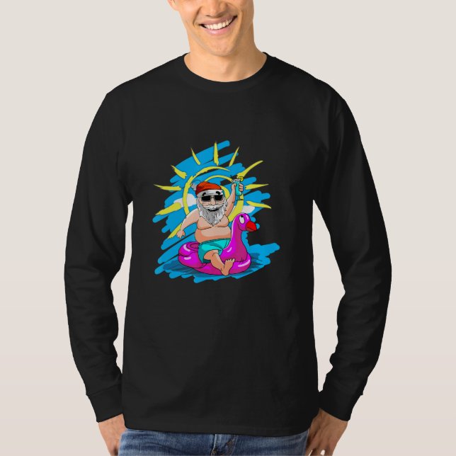 Weihnachten im Juli Santa Hawaii Sonnenbrille Flam T-Shirt (Vorderseite)