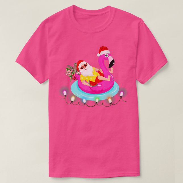 Weihnachten im Juli Santa Hawaii Sonnenbrille Flam T-Shirt (Design vorne)