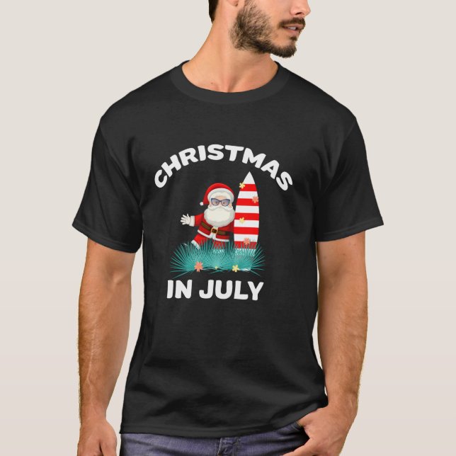 Weihnachten im Juli Santa Hawaiian Surfen Candy Ca T-Shirt (Vorderseite)