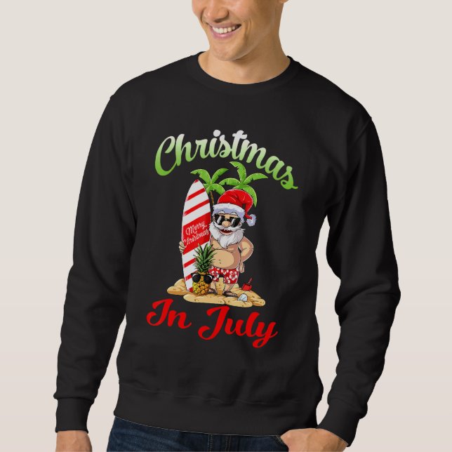 Weihnachten im Juli Santa Hawaiian Surfen Sommer S Sweatshirt (Vorderseite)