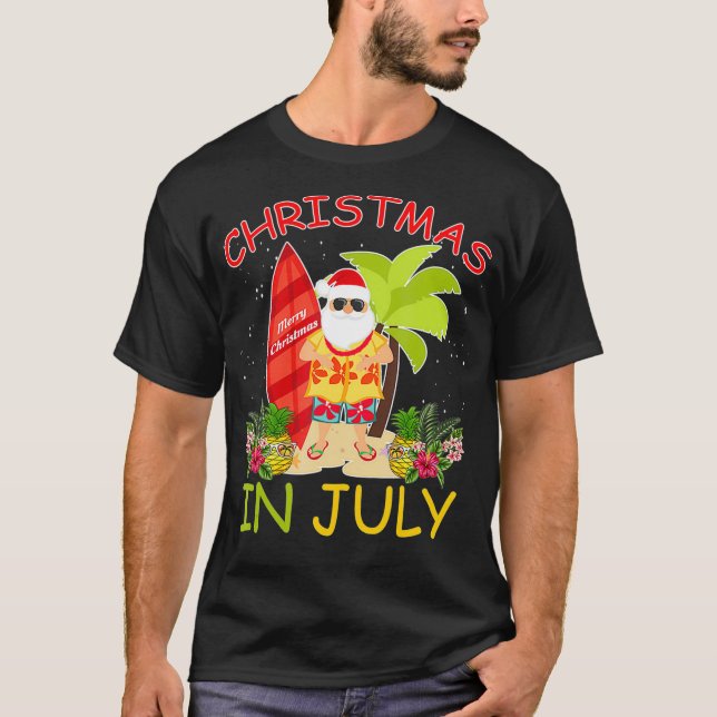 Weihnachten im Juli Santa Hawaiian SurfSummer S T-Shirt (Vorderseite)