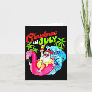 Weihnachten im Juli Santa Hawaiianischer Flamingo Karte