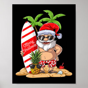 Weihnachten im Juli Santa Hawaiianisches Surfen Ge Poster