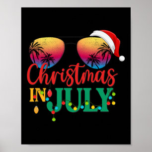 Weihnachten im Juli Santa-Hut Sonnenbrille Strand Poster