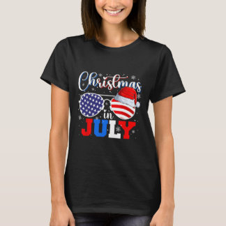 Weihnachten im Juli Santa Hut Sonnenbrille USA-Fla T-Shirt