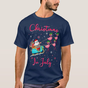 Weihnachten im Juli Santa Pink Flamingo Sleigh Som T-Shirt