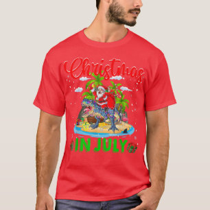 Weihnachten im Juli Santa Riding Dinosaur Xmas Som T-Shirt