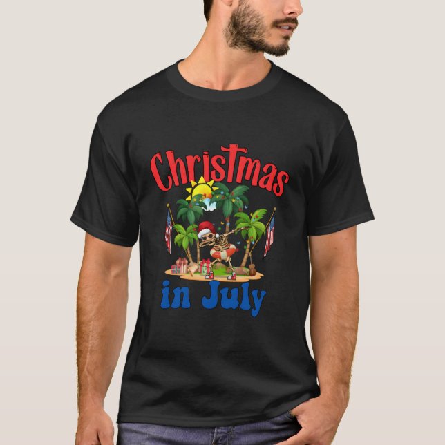 Weihnachten im Juli Santa Skeleton Hawaiian Party  T-Shirt (Vorderseite)