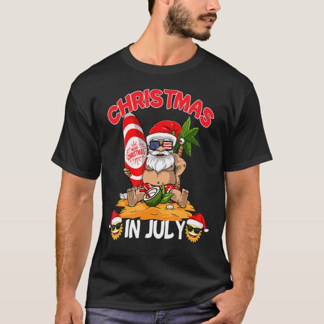Weihnachten im Juli Santa Sommerferien Strand T-Shirt (Vorderseite)