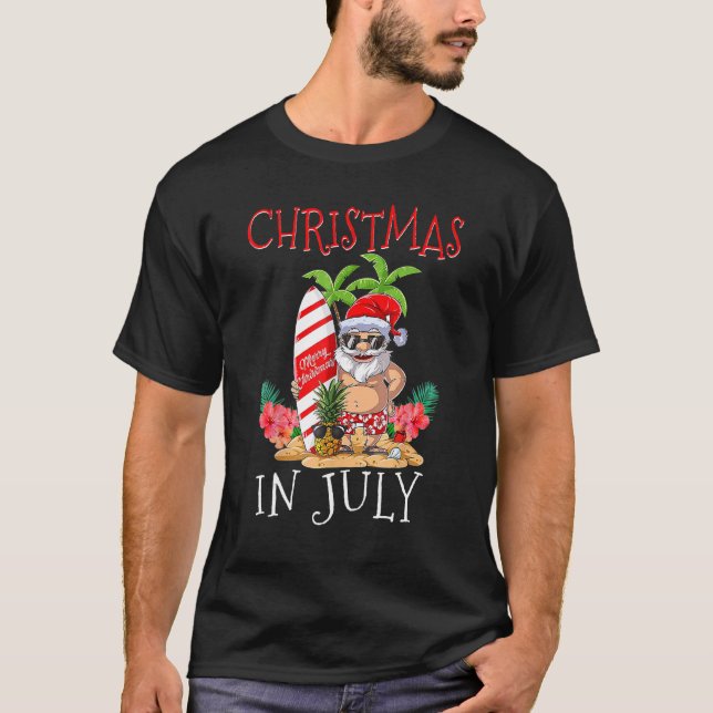 Weihnachten im Juli Santa Summer Beach Urlaub 4 T-Shirt (Vorderseite)