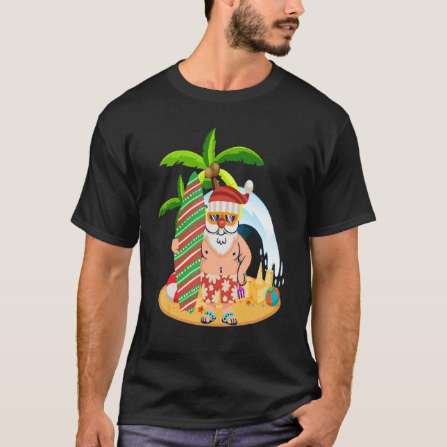 Weihnachten im Juli Santa Summer Beach Urlaub Sur T-Shirt (Vorderseite)