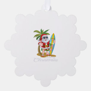 Weihnachten im Juli Santa Surf Hawaiianische Männe Ornament Karte