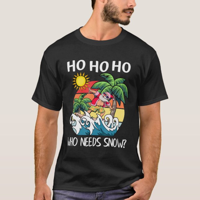 Weihnachten im Juli Santa Surfing Sommer Beach Vac T-Shirt (Vorderseite)