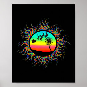 Weihnachten im Juli Santa Tropische Sonne Spaß Poster