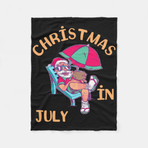 Weihnachten im Juli Santa Xmas Strand Hawaiian Som Fleecedecke