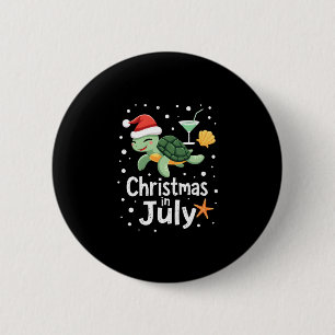 Weihnachten im Juli-Schildkröten-Sommer-Xmas-Schil Button