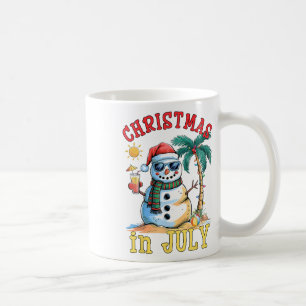 Weihnachten im Juli Schneemann Sommer Strand Urlau Kaffeetasse