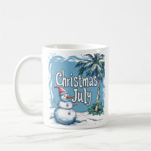 Weihnachten im Juli Schneemann- und Palmenbaum-Des Kaffeetasse