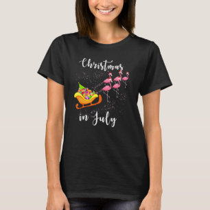 Weihnachten im Juli Sleigh Flamingos Women Kid Sum T-Shirt