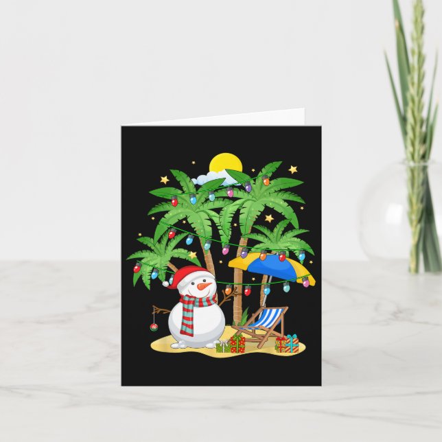 Weihnachten im Juli Snowman auf Palmen Tropical se Karte (Vorderseite)