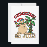 Weihnachten im Juli Snowman Sand Beach<br><div class="desc">Coole Weihnachten im Juli Design bietet Schneemann aus Sand,  stehend neben Palmen</div>