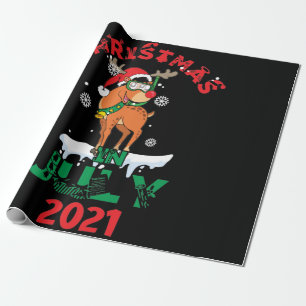 Weihnachten im Juli Sommer 2021 Rentierschnee froh Geschenkpapier
