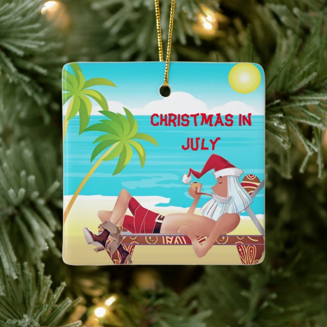 Weihnachten im Juli Sommer Beach Party Keramikornament (Baum)