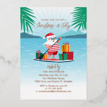 Weihnachten im Juli Sommer GRILLEN Beach Party Ros Folien Feiertagskarte<br><div class="desc">Coole,  lustige,  helle Weihnachten im Juli Sommer Party Einladung für Freunde und Familie zu feiern,  Ihre Mitte des Jahres Party der Familie oder verzögert Weihnachten. Passen Sie diese Karte an,  indem Sie auf die Schaltfläche "Personalisieren" oben klicken,  um den Text des Platzhalters zu ändern</div>