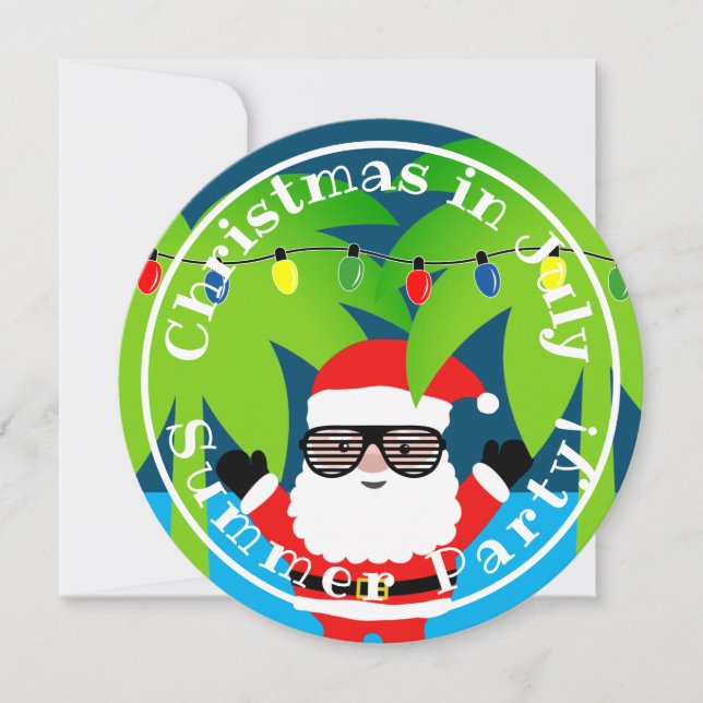 Weihnachten im Juli Sommer Party Einladung (rund) (Vorderseite)